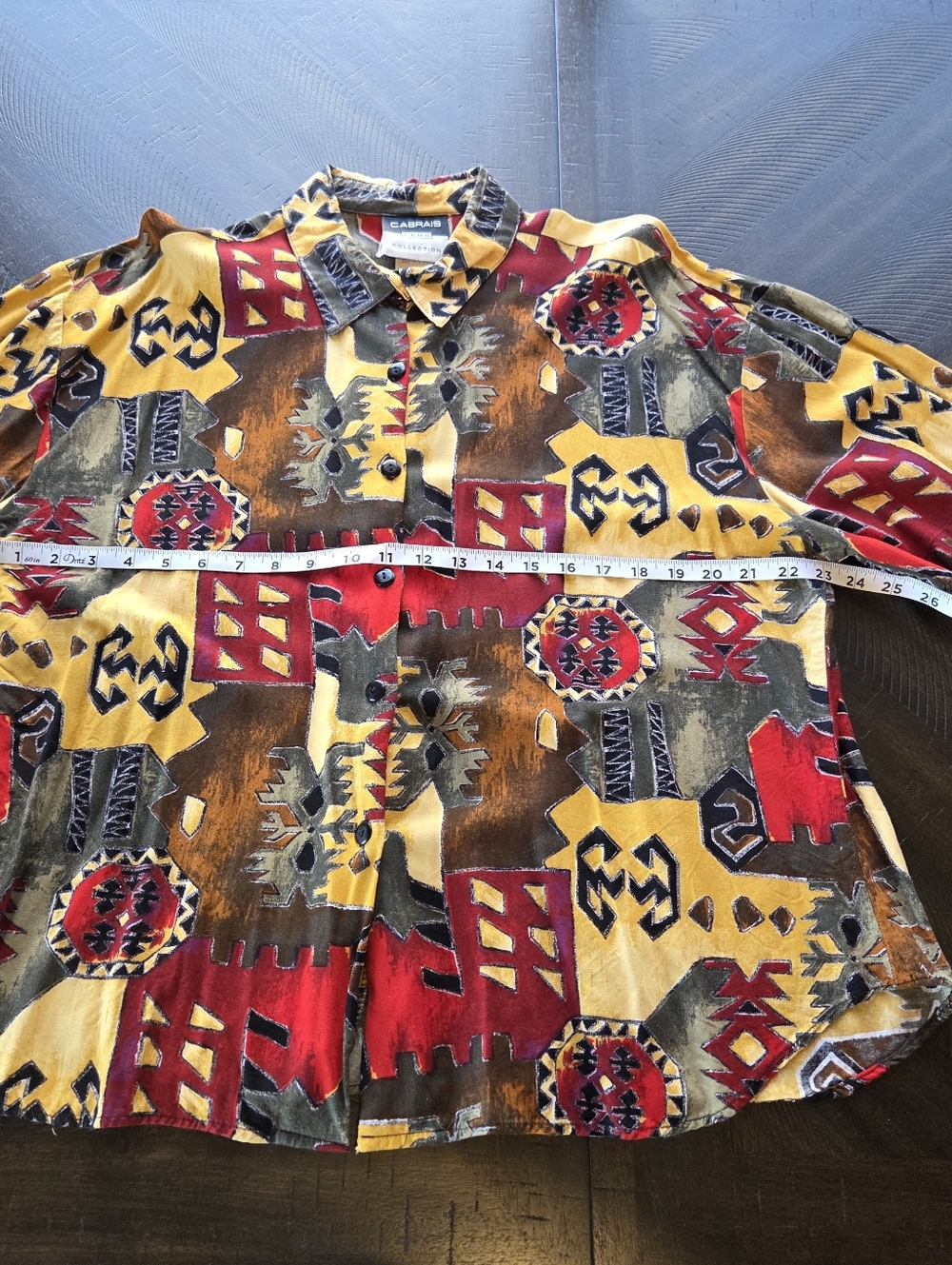 Vintage Cabrais Plus Collection 100% Rayon Abstract Geometric Button Up 22W - Picture 9 of 11